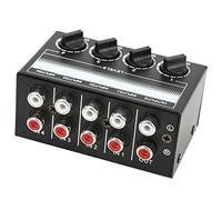 Mixer, Mini Mixer Mini Passive Stereo Mixer 4 Channel Mixer Metal Shell Support Input and Output Mini Passive Stereo Mixer for Outdoor Singing Effect Equipment