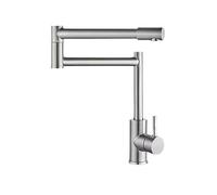 Mixer Sink Taps,304 Stainless Steel Arm Swivel Extends Kitchen Sink Faucet Hot and Cold Mixed Folding Tap DIY Kitchen Renovation(Nickel)