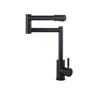 Mixer Sink Taps,304 Stainless Steel Arm Swivel Extends Kitchen Sink Faucet Hot and Cold Mixed Folding Tap DIY Kitchen Renovation(Black)