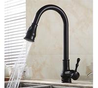 Mixer Sink Taps,Antique Brass Pull Out Kitchen Faucet 360 Swivel Hot & Cold Water Mixer Retro Single Handle Sink Tap with Spray Black Finish Stylish & Functional