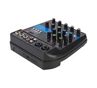 Mixer, Stereo Line Mixer 2 Bands Professional Low Noise Efficient 4 Channel 100-240V with Overload Lamp for Live Singing (UK Plug)