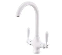 Mixer Tap 360° Rotatable All Copper Modern Kitchen Sink Taps Basin Mixer Double Handles Single Lever Monobloc Swivel Spout Faucet Deck Mounted Solid Brass Counter Bar Hot Cold Water Taps