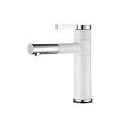 Mixer Tap 360 Rotate Type Basin Faucet,White and Chrome Finish Bathroom Faucet,Single Hand Bathroom Basin Mixer Tap,Water-Saving Durable Kitchen Sink Faucet