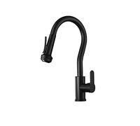 Mixer Tap All Copper Kitchen Faucet Hot and Cold Water Tank Single Handle Single Hole Rotatable Splash and Pull Out Basin Faucet Black