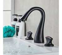 Mixer Tap All Copper Three Hole, Bathroom Creative Personality Double Handle Hot and Cold,Vintage Black