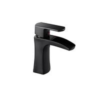 Mixer Tap Antique Germany Vintage Simple Sink Waterfall Faucet Brass Spray Sit Matte Black Hot And Cold Water Washbasin Baking Paint Retro Single Handle Mixer Tap (Short)
