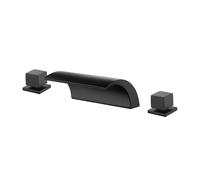 Mixer Tap Bathroom Sink Waterfall 3 Hole Hot and Cold G1/2 Connection Brass 3 Hole Taps for Bathroom Basin Black
