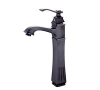 Mixer Tap Black Antique Single Handle Faucet Mediterranean Vintage Retro Hot And Cold Water Copper Single Hole Tap Elegant Washbasin Increase High Can Rotate (Black Tall)