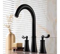 Mixer Tap Black Double Handles Ancient Copper Basin Faucets Split Three Hole Faucet Paint Three Piece Dragon Hot And Cold Water Faucet