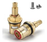 Mixer Tap Cartridge 1/4 Turn 20 Spline, Universal Solid Brass Ceramic Disc Tap Valves Replacement for Kitchen Basin & Bathroom Shower Taps, 2-PCSe Repair Kit
