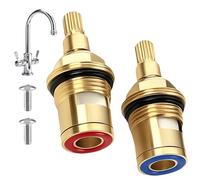 Mixer Tap Cartridge Replacement 1/4 Turn, 20-Spline Brass & Ceramic Disc ap Valve with Washers for Mixer Taps, Glands Seals Repair Kit for Bathroom Kitchen (Hot & Cold)