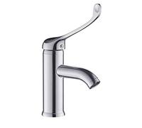 Mixer Tap Elbow Open Faucet Raised Long Handle Hot and Cold Water Tap Deck Mounted Medical Table Top and Bottom Basin Sink Mixer Tap Copper Elbow Open Touch Laboratory (Size : S) It's so kind of you