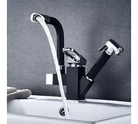 Mixer Tap Modern Bathroom Faucet Creative Pull Type Kitchen Water-tap Cold Heat Water Wash Basin Faucet No Dead Ends 360° Rotation Kitchen Sink Flower Sprinkle Tap (Size : Square)