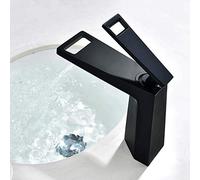 Mixer Tap Modern Bathroom Tap Creative Basin Waterfall Faucets Square Copper Black Bathroom Lavatory Basin Single Hole Hot And Cold Water Faucet Taps Single Hole