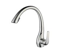 Mixer Tap Modern Single Handle High Arc Pull Out Kitchen Hot & Cold Mixer Tap, Single Level Brass Kitchen Sink Faucets with Pull Down Sprayer (Color : Brushed Nickel)