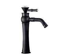 Mixer Tap Setting Diamond Blue and White Porcelain Basin Faucet Drawing Process Antique Single Hole Sink Mixer Tap for Kitchen Bathroom Hotel，Black