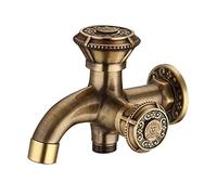 Mixer Tap Style Water-tap Faucet Antique Bronze Chrome Brass Wall Mounted Double Using Bathroom Washing Machine Faucet Outdoor Garden Mixer Retro Faucet