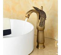 Mixer Tap Vintage Rustic Brushed Faucet Hot and Cold Single-Hole Basin Copper Bathroom Basin European Retro Leader Spray Brass Sink Swan Mixer Tap It's so Kind of You