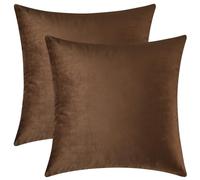 Mixhug Decorative Throw Pillow Covers, Velvet Cushion Covers, Solid Throw Pillow Cases for Couch and Bed, Brown, 22 x 22 Inches, Set of 2