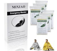 MIXIAO Emergency Foil Thermal Blanket (Pack of 6), Survival Blankets Perfect for Outdoors, Hiking, Survival, Marathons or First Aid (Gold Pack of 6)