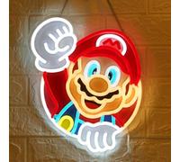 MIXIAOKIT Mario Neon Sign 14in Mario Neon Light USB Powered Led Light Sign with Ten Brightness Settings for Game Room Bedroom Fans Club Wall Art Decor Kids Gifts