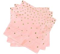 MIXIDON Gold Napkins Party Napkin Birthday Serviettes Pink Disposable Paper Wedding Anniversary Luncheon 3-Ply Napkins, 50 Pack, 6.5 x 6.5 Inch(Gold and Pink)