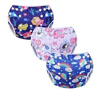 MIXIDON Reusable Swim Nappy Baby Swimming Nappies Adjustable Size Washable Nappy for Swimming Lesson 0-3 Years,Mermaid+Rainbow+Elephant