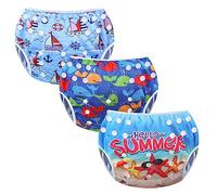 MIXIDON Reusable Swim Nappy Baby Swimming Nappies Adjustable Size Washable Nappy for Swimming Lesson 0-3 Years(Pack of 3) (Whale+Boat+Starfish)