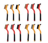 Mixiflor Wire Brush Set, 12 Pcs Brass/Stainless Steel/Nylon Wire Brushes for Cleaning with Curved Handle Grip for Rust Removal, Paint Scrubbing, Dirt