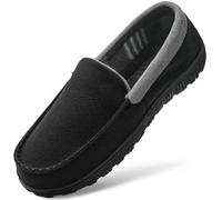 MIXIN Mens Slippers Cozy Moccasin House Slippers Anti-Skid Slip On Indoor Outdoor with Comfy Memory Foam Black Size 8