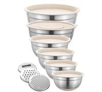 Mixing Bowls For Pastry - 6 Mixing Bowls | Stainless Steel Nesting Bowl Set | Mixing Bowl Set With Non-Slip Base | Food Mixing Bowls, Prep Bowl