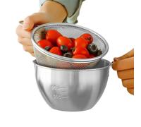 Mixing Bowls With Strainer, Stainless Steel Mixing Baskets With Handle, 400ml Mixing Bowls With Colander, For Apartment, Farm, Kitchen, Dining Room, Garden, Barbecue, Party