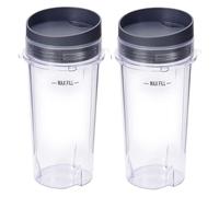 Mixing Cup, 2 Pack 16Oz Cups with Flat Lids，Compatible for Nutri，Compatible for Ninja，Blender Replacement Parts