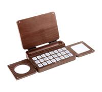 Mixing Palette, Painting Tray, Wood Watercolor Board, 24 Well Foldable Design, Lightweight Art Organizer, Portable Travel Case for Road Trip Camping Classroom Studio Beginner Craft Kids, 6.69x4.72x1in