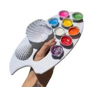 Mixing Palette Shell Artist Tray with Thumb Hole, 3D Printed Paint Board for Sketching Artist Mixing Tray Shell Paint Board Handheld Palette Watercolor Gouache Acrylic Color Sketching, White