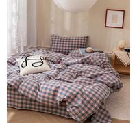 mixinni Plaid Comforter Set Twin XL - 3 Piece Soft Geometric Checkered Comforter with 2 Pillow Shams, Modern Gingham Pattern Bedding Set for All Season, Breathable & Soft Cozy (Pink, Purple, Blue)