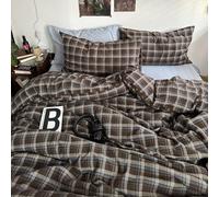 mixinni Vintage Blue & Brown Buffalo Plaid Comforter Set Full Size - 3-Piece Washed Cotton Soft Geometric Checkered Pattern Bedding Set for All-Seasons Lightweight & Breathable-Full Size