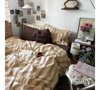mixinni Vintage Striped Comforter Set Twin XL Size - Soft Cotton 3-Piece Boho Bedding Set (1 Comforter+ 2 Pillowcases), Rustic Red-Brown Geometric Stripes, Ultra-Soft & Breathable for All Seasons
