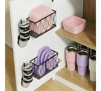MIXISAV 4 Pack Plastic Cabinet Door Lid Organizer for Cupboards and Cups,Wall Mounted Storage Inside the Cabinet,Compatible with Tupperware and Yeti