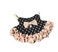 MIXIUJEN Rabbit Dress Harness, Adjustable Small Pet Costume with Floral Trim and Bow for Bunnies, Guinea Pigs and Small Animals(Dress lilac size L)