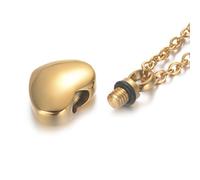 MIXIUJIEN Always Close to Your Heart - 3 pcs Customizable Heart-Shaped Pet Memorial Necklaces - DIY Engraved Keepsake for Ashes & Fur(Golden Necklace Engraving)