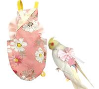 MIXIUJIEN Bird Flight Suits and Diapers - Parrot Flight Suits for Monk Parakeet Parakeets, Cockatiels - Comfortable Parrot Clothes(Yellow,XL)(Pink a,2XL)