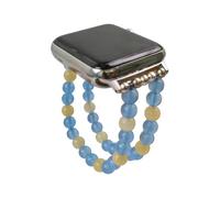 MIXIUJIEN Healing Crystal Beaded Strap for Watch - Natural Stone Bracelet for Emotional Balance & Positive Energy watch band beaded (1-Red Agate, Black 38/40/41-20mm)(8-Aquamarine+Citrine,Black 38/40/