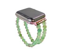 MIXIUJIEN Healing Crystal Beaded Strap for Watch - Natural Stone Bracelet for Emotional Balance & Positive Energy watch band beaded (1-Red Agate, Black 38/40/41-20mm)(3-Fluorite,Gold 38/40/41-20mm)