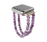 MIXIUJIEN Healing Crystal Beaded Strap for Watch - Natural Stone Bracelet for Emotional Balance & Positive Energy watch band beaded (1-Red Agate, Black 38/40/41-20mm)(5-Dream Amethyst,Black 38/40/41-2