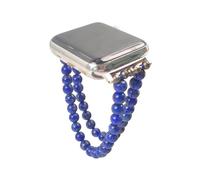 MIXIUJIEN Healing Crystal Beaded Strap for Watch - Natural Stone Bracelet for Emotional Balance & Positive Energy watch band beaded (1-Red Agate, Black 38/40/41-20mm)(7-Lapis,Black 38/40/41-20mm)