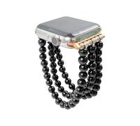 MIXIUJIEN Healing Crystal Beaded Strap Watch Band Compatible with Watch 38mm 40mm 41mm 42mm 44mm 45mm (11-Sodalite, Rose gold 38/40/41-20mm)(2-Black Obsidian,Black 42/44/45-22mm)