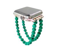 MIXIUJIEN Healing Crystal Beaded Strap Watch Band Compatible with Watch 38mm 40mm 41mm 42mm 44mm 45mm (11-Sodalite, Rose gold 38/40/41-20mm)(6-Malachite,Black 42/44/45-22mm)