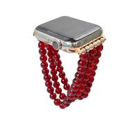 MIXIUJIEN Healing Crystal Beaded Strap Watch Band Compatible with Watch 38mm 40mm 41mm 42mm 44mm 45mm (11-Sodalite, Rose gold 38/40/41-20mm)(1-Red Agate,Rose pink 38/40/41-20mm)