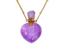 MIXIUJIEN Love in Every Heartbeat - 4 PCS Natural Heart-Shaped Crystal Pet Memorial Necklaces - Holds Ashes & Fur, Eases Goodbye with Gentle Presence(Amethyst)